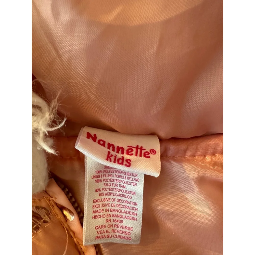 Nannette Kids Pink and Gold Heart Hooded Puffer Vest